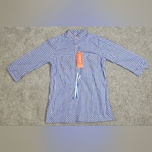 🎁Nwt Gift Penningtons Blue & White Gingham Button-Up Shirt | Women’s Small |